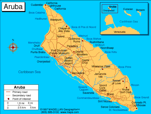 Aruba Island Map